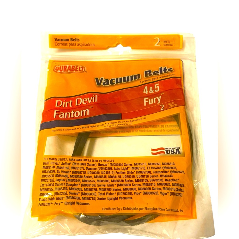 NWT Durabelt Dirt Devil Fantom 4 & 5 Fury Vacuum Belts Pack of 2 Replacement